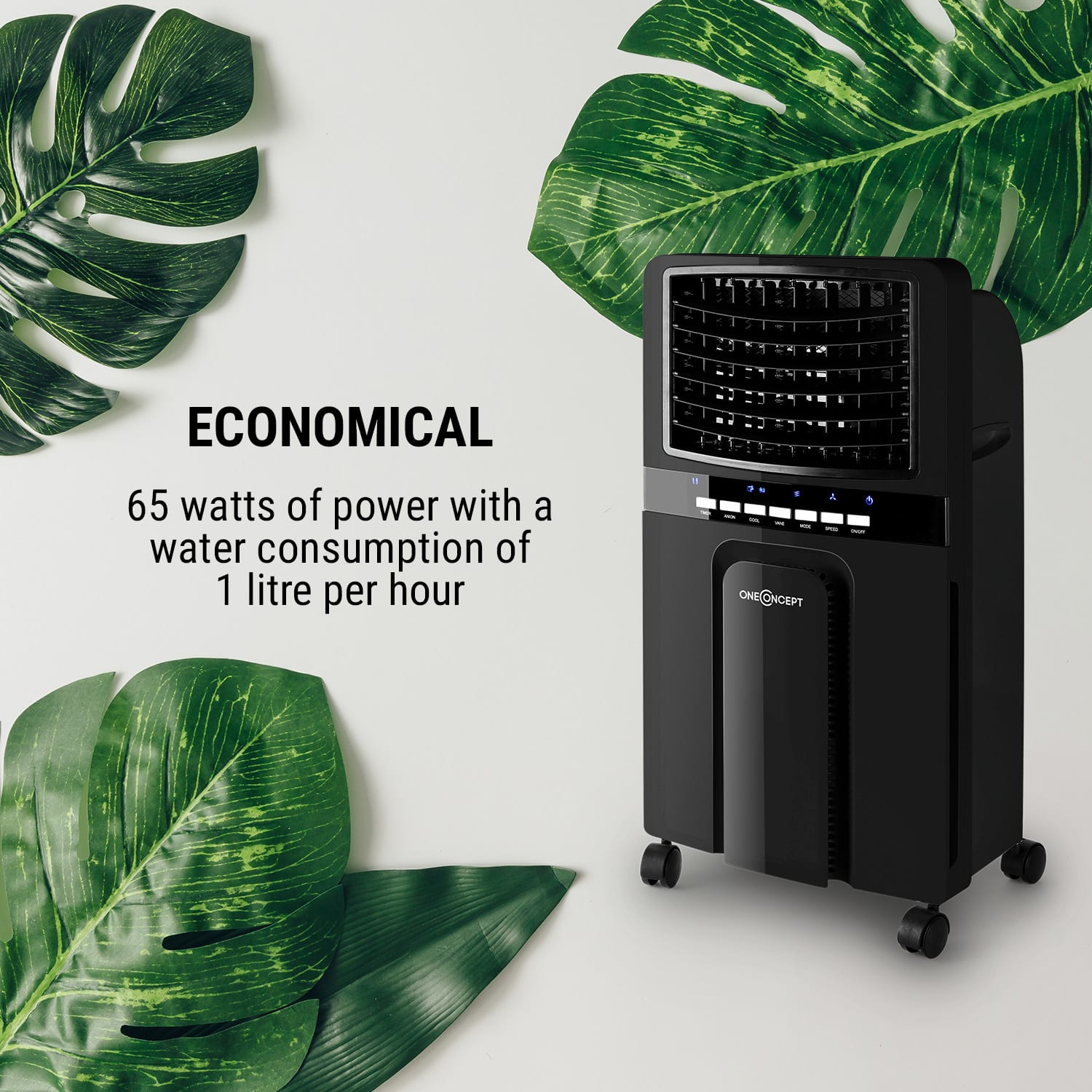 OneConcept Baltic Black, ochladzovač vzduchu, ventilátor, 65 W, 400 m³/h, diaľkový ovládač – Obrázok 5