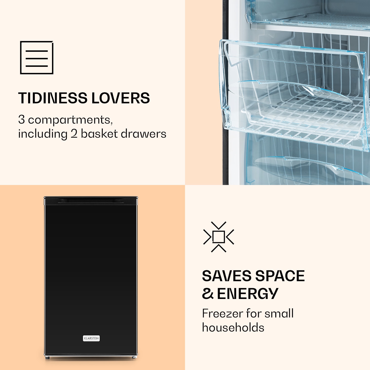 Klarstein Garfield XL, mraznička, 69 l, 4 hviezdičky, 80 W, energet. trieda F, biela – Obrázok 2