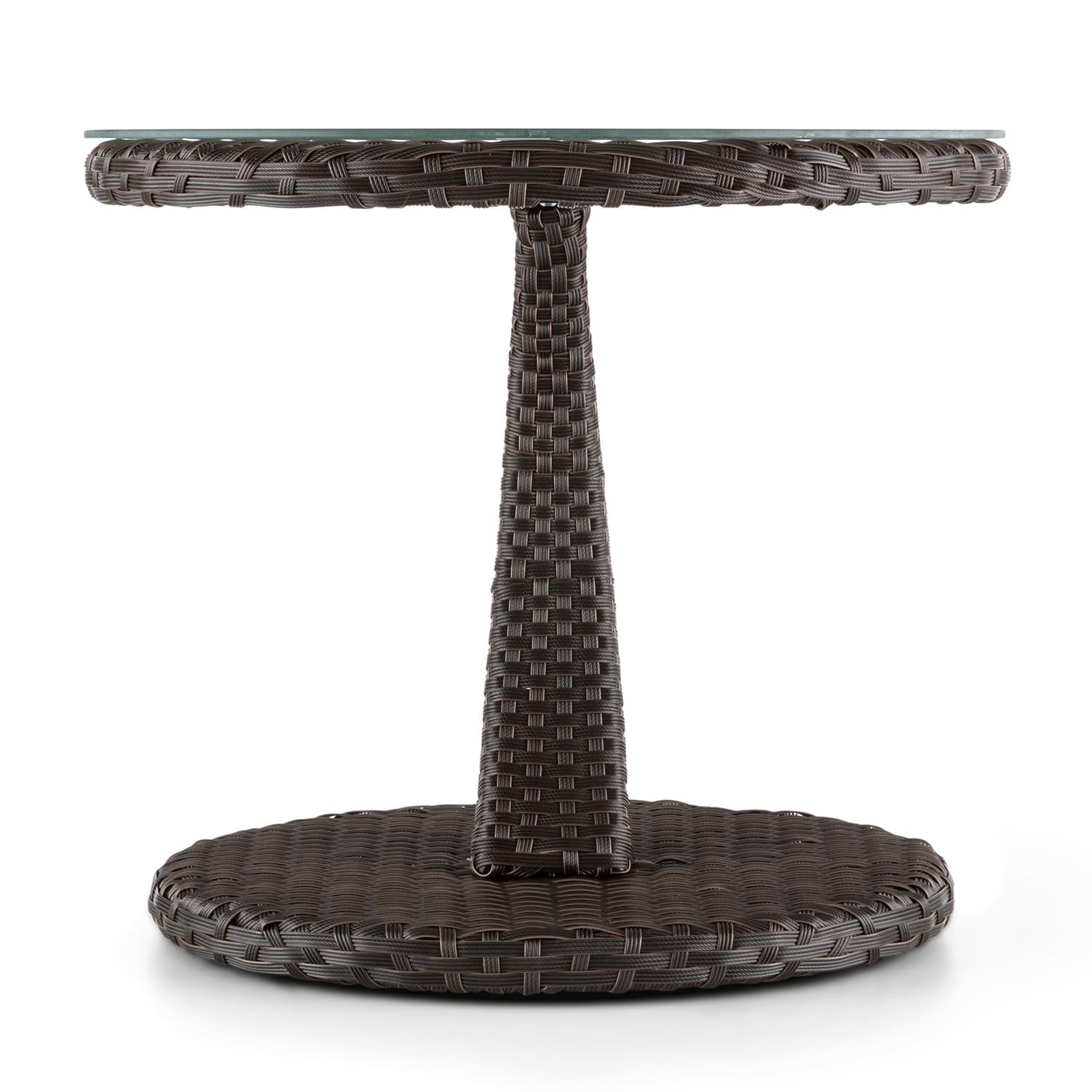 Blumfeldt Tabula, odkladací stolík, 50 cm, sklo, polyratan, hliník, dvojfarebný hnedý – Obrázok 2