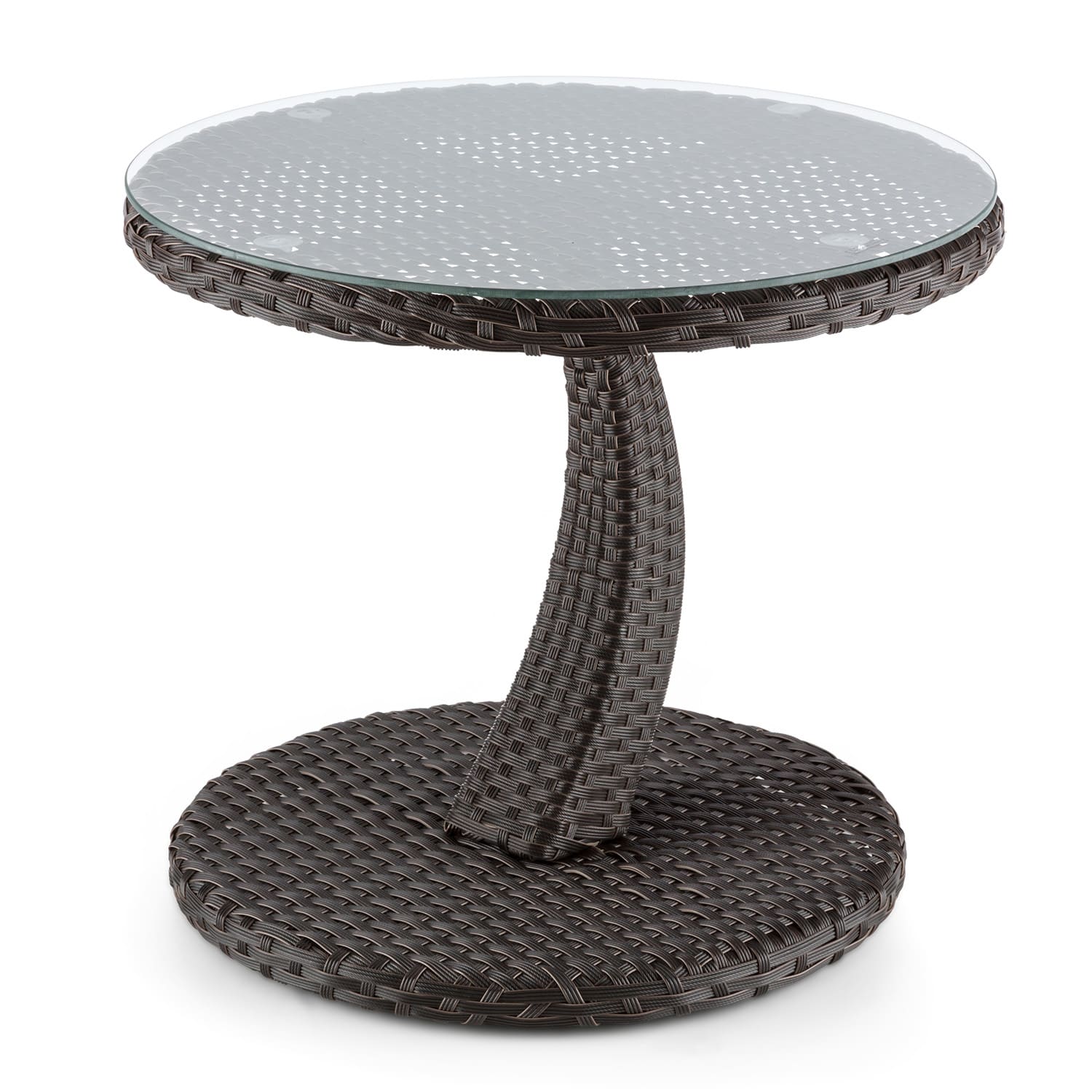 Blumfeldt Tabula, odkladací stolík, 50 cm, sklo, polyratan, hliník, dvojfarebný hnedý – Obrázok 4
