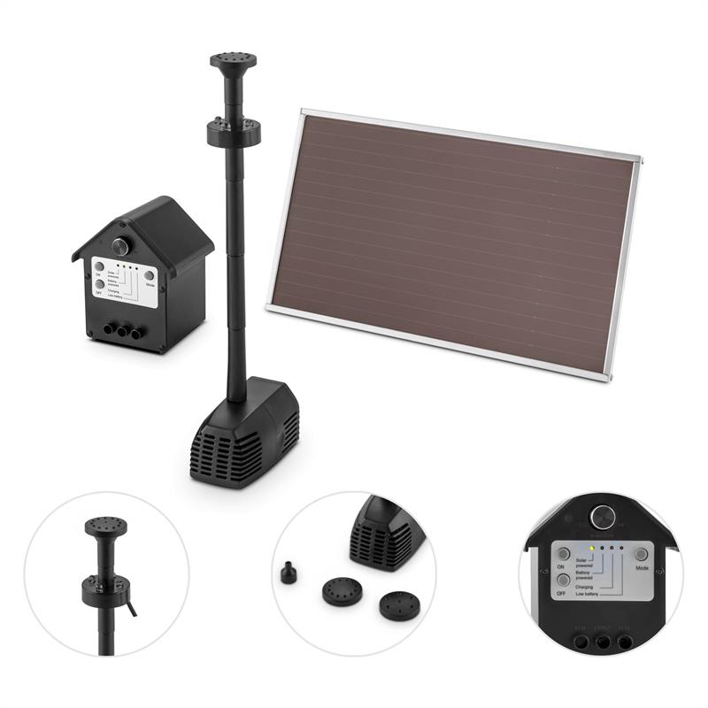Blumfeldt Wasserwerk 250, vodné čerpadlo, solárne, fontána, 250 l/h, LED, akumulátor – Obrázok 4