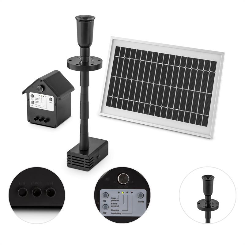 Blumfeldt Wasserwerk 500, vodné čerpadlo, solárne, fontána, 500 l/h, LED, akumulátor