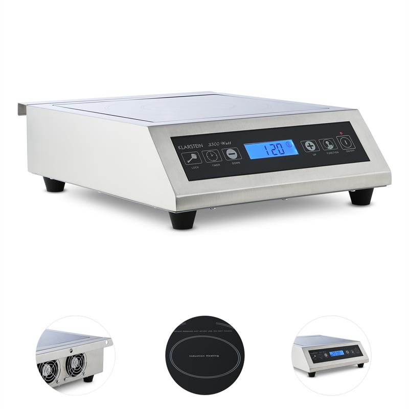 Klarstein Induuk indukčná varná platňa Ø 22 cm 500-3500 W Catering ušľachtilá oceľ – Obrázok 2