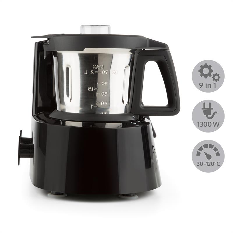 Klarstein Kitchen Hero 9-in-1, čierny, 2 l, 600/1300 W, tepelný kuchynský robot – Obrázok 2