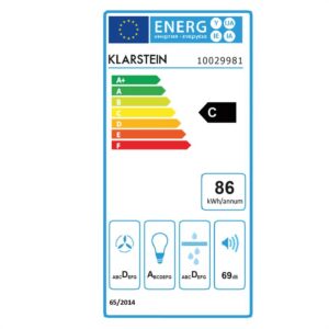Klarstein Violetta Bianco, odsávač pár, 90 cm, nástenná montáž, 541 m³/h, LED