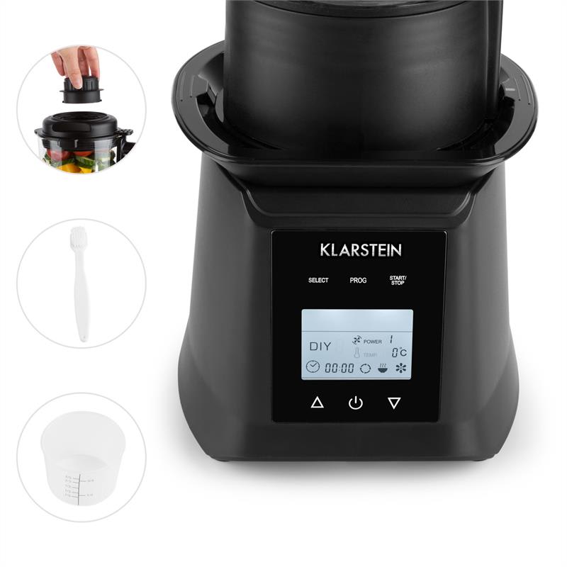 Klarstein Herakles Heat polievkový mixér, 1300W/1,7PS 900W, 1,75l, BPA-free, sklo, čierny – Obrázok 3