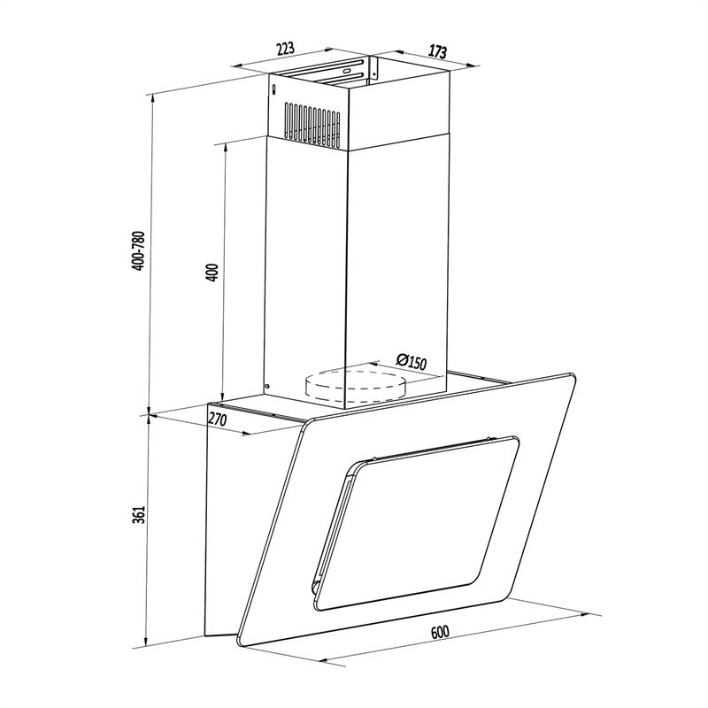 Klarstein Lorea, biely, 60 cm, 290 m³/h, digestor, voľný priestor pre hlavu, dotykový, sklo – Obrázok 5
