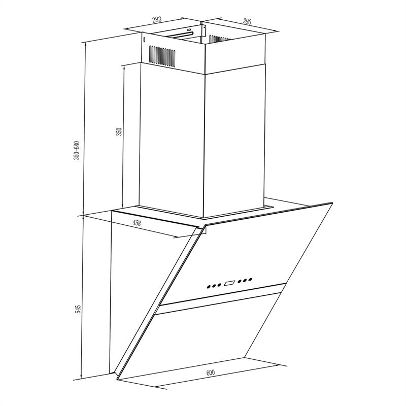 Klarstein Aurea VII, biely, 195 W, 60 cm, 550 m³/h, digestor, voľný priestor pre hlavu, dotykový, sklo – Obrázok 3