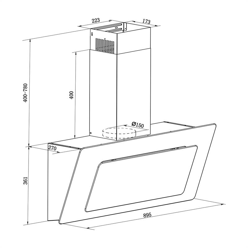 Klarstein Lorea, biely, 90 cm, 290 m³/h, digestor, voľný priestor pre hlavu, dotykový, sklo – Obrázok 3