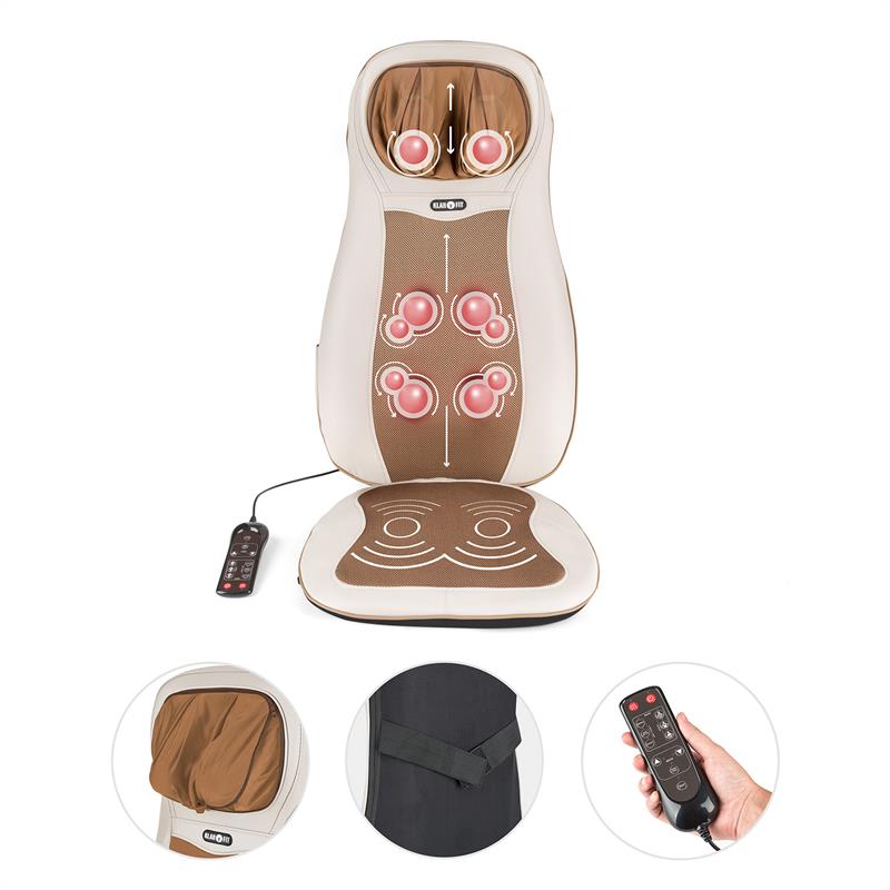 KLARFIT Niuwe, béžová, masážna podložka na sedenie, shiatsu masáž, 3 masážne zóny