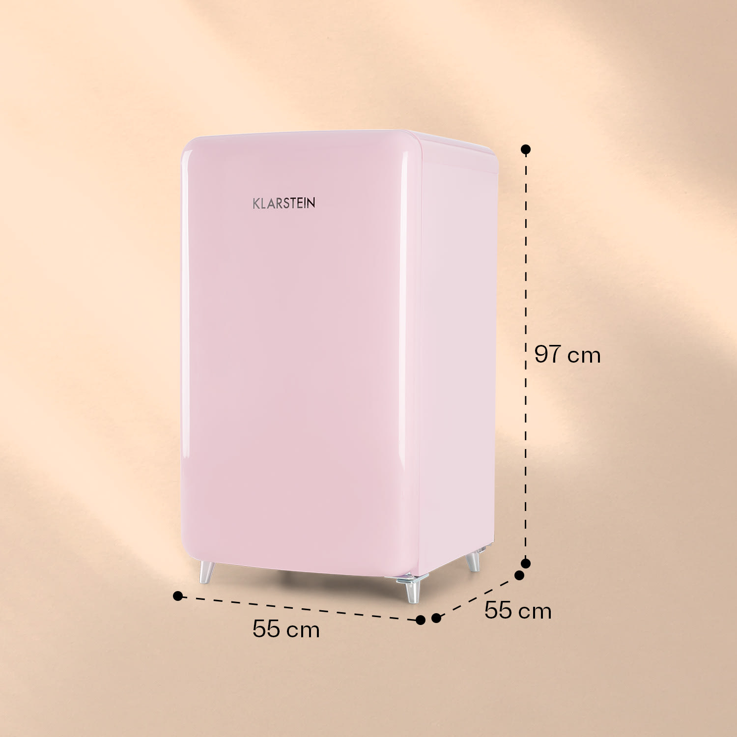Klarstein PopArt Pink retro chladnička E, 118 l / 13 l mraziarenský priestor, ružová – Obrázok 5