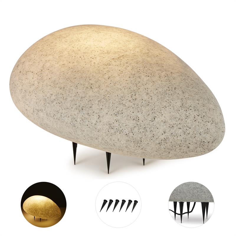Lightcraft Shiny Nugget, záhradné svietidlo, vo forme kameňa, vonkajšia lampa, granit – Obrázok 2