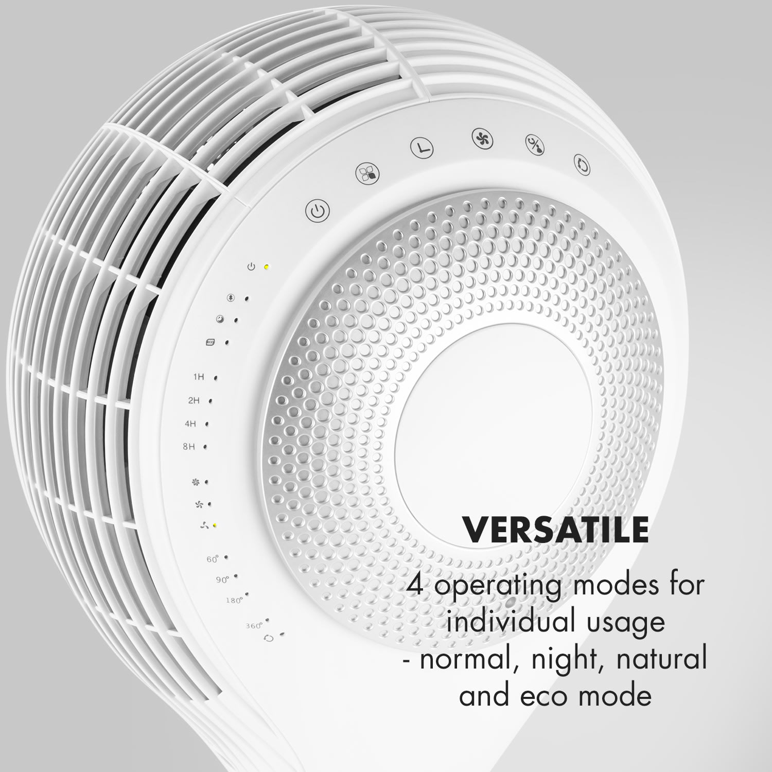 Klarstein Airflex 360°, stojanový ventilátor, senzor tela, 65 W, diaľkový ovládač, biely – Obrázok 2