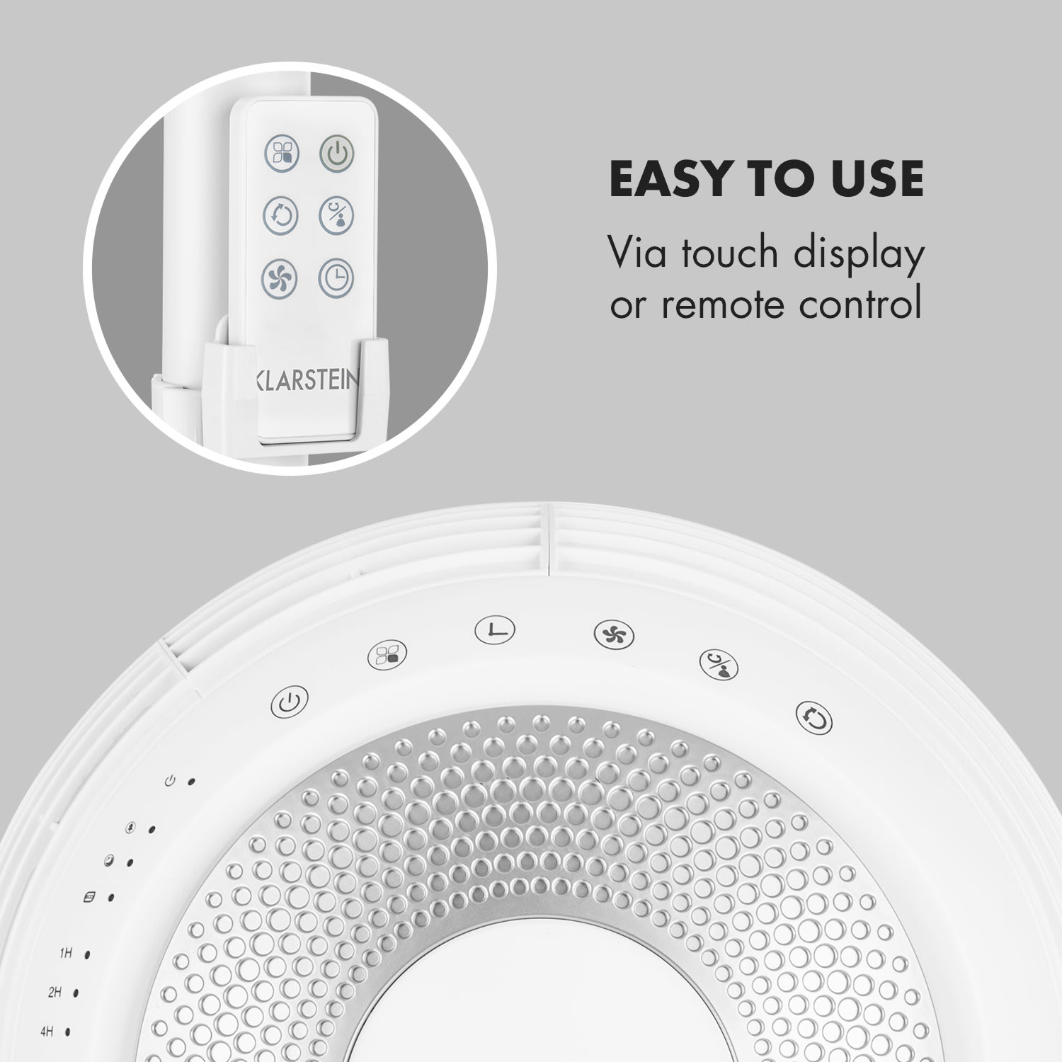 Klarstein Airflex 360°, stojanový ventilátor, senzor tela, 65 W, diaľkový ovládač, biely – Obrázok 5