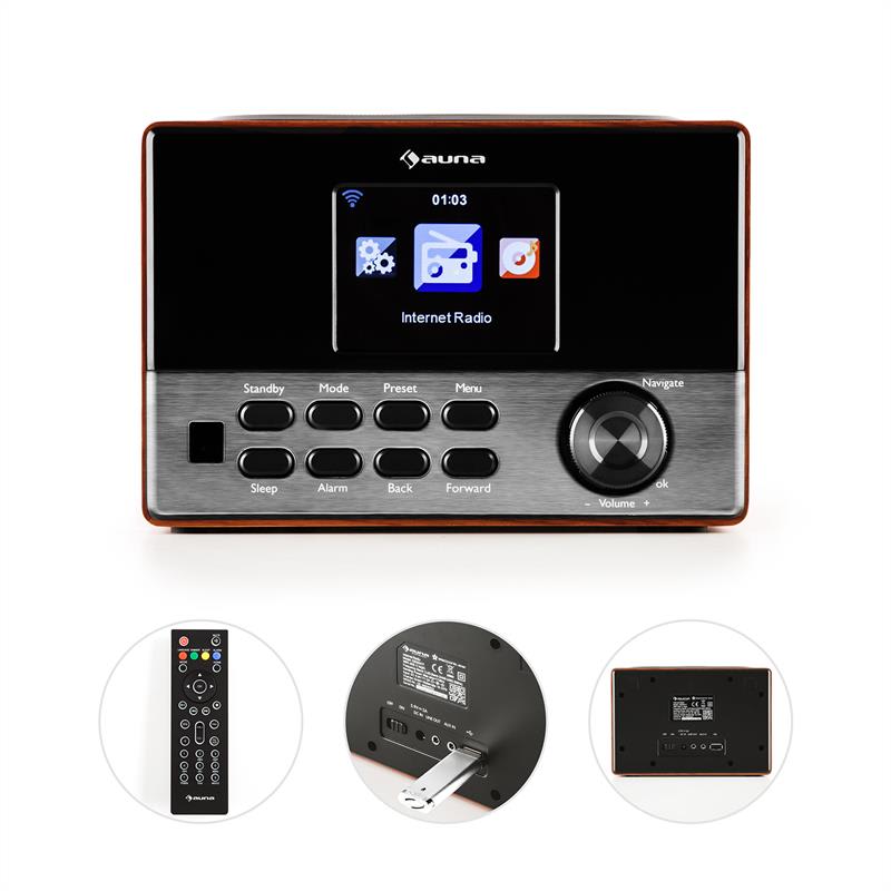 Auna Connect 90 WD, internetové rádio, WLAN, AUX, 3,2" TFT farebný displej, linkový výstup – Obrázok 2