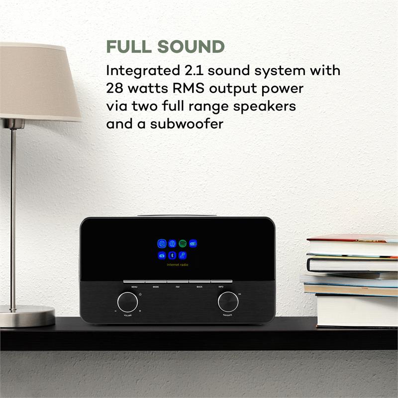Auna Connect 150 WH 2.1 Internetradio Mediaplayer WiFi LAN USB DAB+ FM RDS AUX – Obrázok 2
