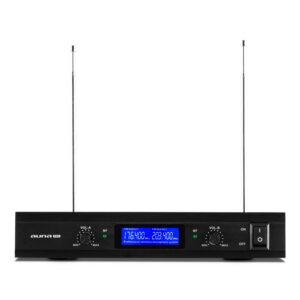 Auna Pro VHF-400 Duo 2, 2-kanálová sada VHF bezdrôtových mikrofónov, 1 x prijímač, 2 x headset mikrofón