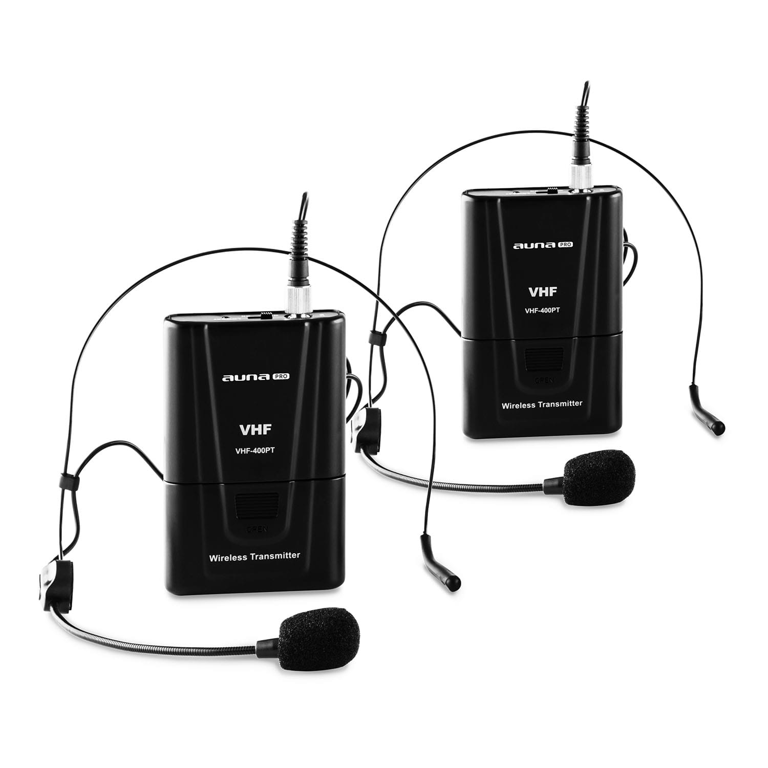 Auna Pro VHF-400 Duo 2, 2-kanálová sada VHF bezdrôtových mikrofónov, 1 x prijímač, 2 x headset mikrofón – Obrázok 3