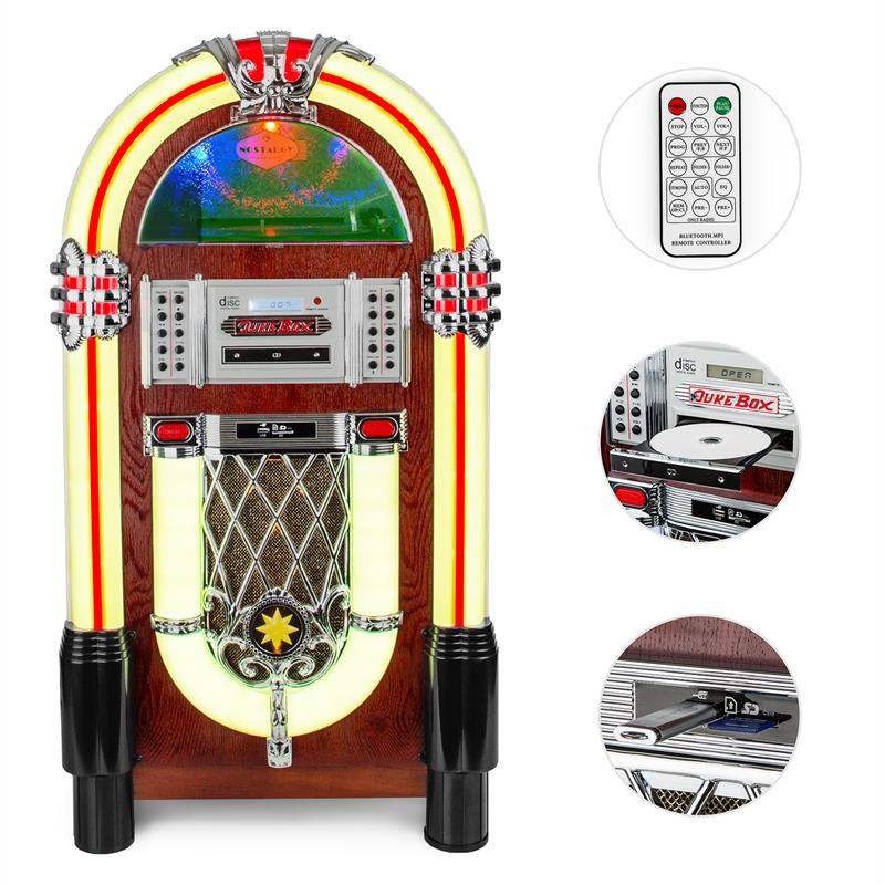 Auna Graceland TT, jukebox, bluetooth, phono, CD, USB, SD, MP3, AUX, FM – Obrázok 2