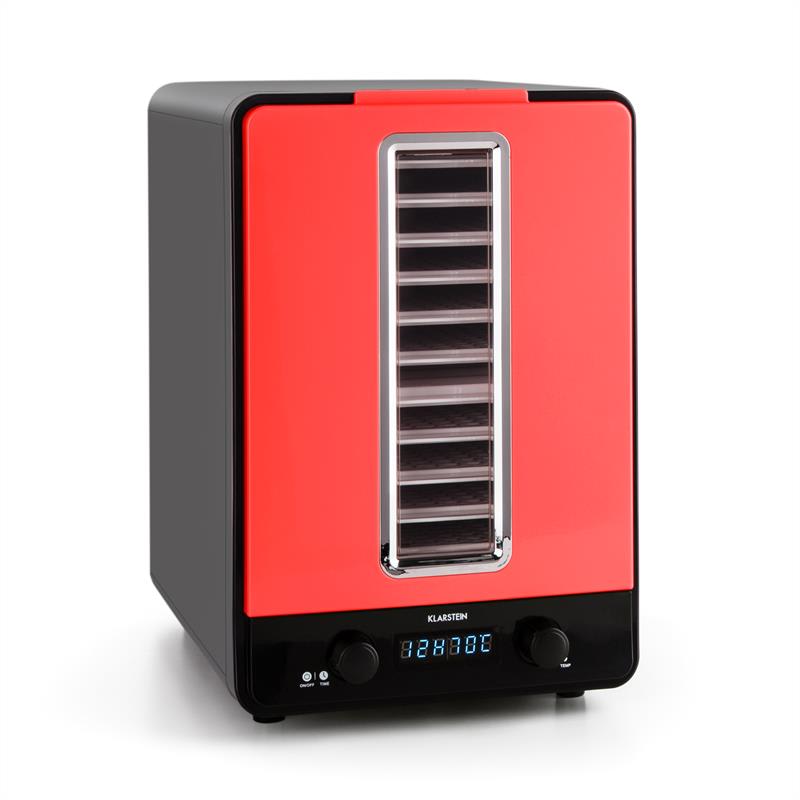 Klarstein Fruitcube, čierna/červená, sušička, 550 W, 10 poschodí, dehydrátor