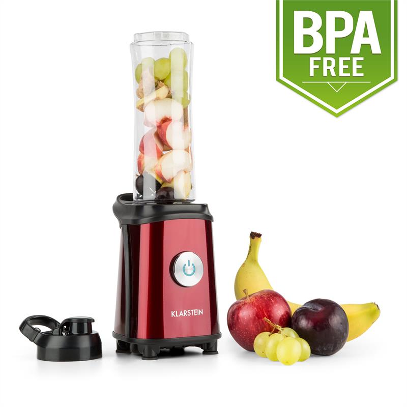 Klarstein Tuttifrutti, červený, mini mixér, 350 W, 800 ml, krížové čepele, bez BPA