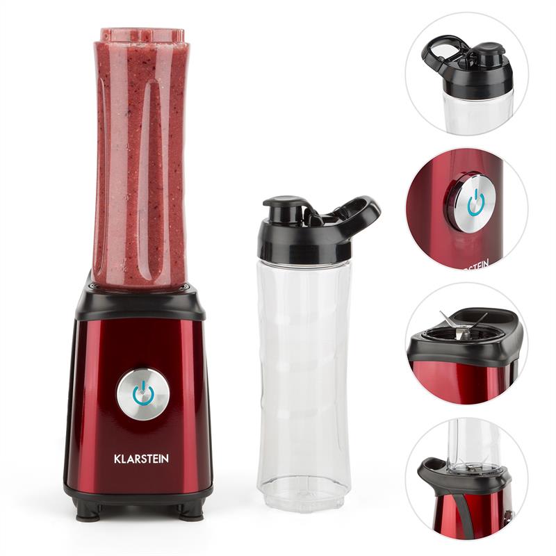 Klarstein Tuttifrutti, červený, mini mixér, 350 W, 800 ml, krížové čepele, bez BPA – Obrázok 2