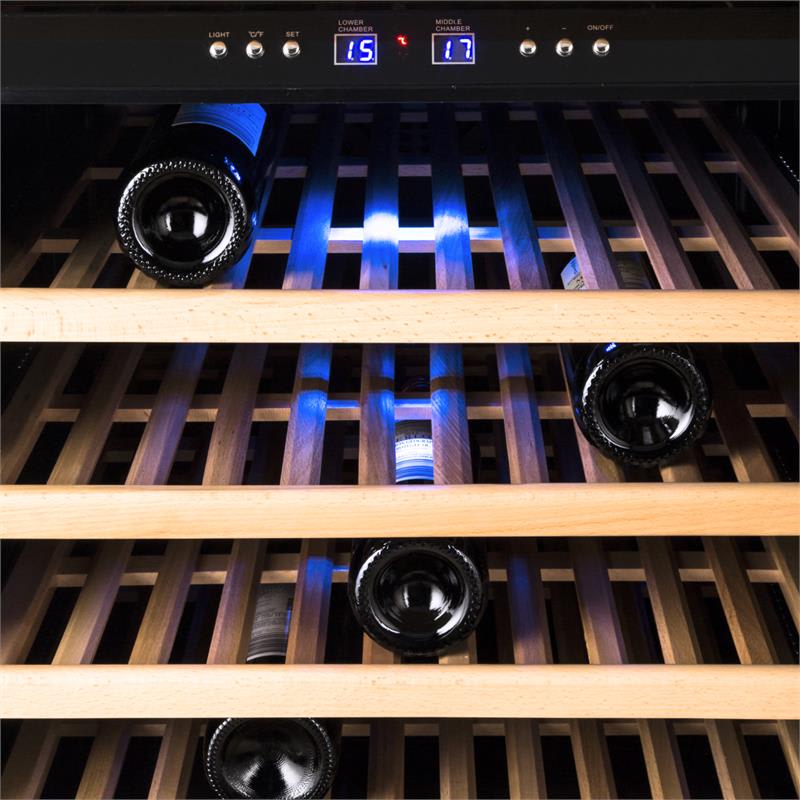 Klarstein Reserva 73D vinotéka 200L 73 fliaš, 2 zóny, ušľachtilá oceľ, čierna farba – Obrázok 3