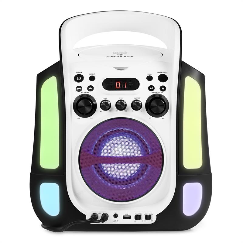 Auna Kara Illumina, čierny, karaoke systém, CD, USB, MP3, LED svetelná show, 2 x mikrofón, prenosný