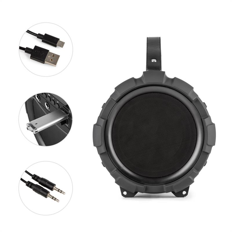 Auna Dr. Bang LED, čierny, 2.1-BT-reproduktor, 20 W, RMS, USB, mikro SD, UKW, AUX, akumulátor, LED – Obrázok 4