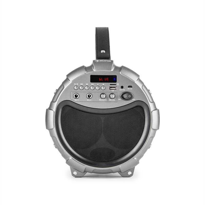 Auna Dr. Bang LED, metalíza, 2.1-BT-reproduktor, 20 W, RMS, USB, UKW, mikro SD, AUX, akumulátor, LED – Obrázok 3