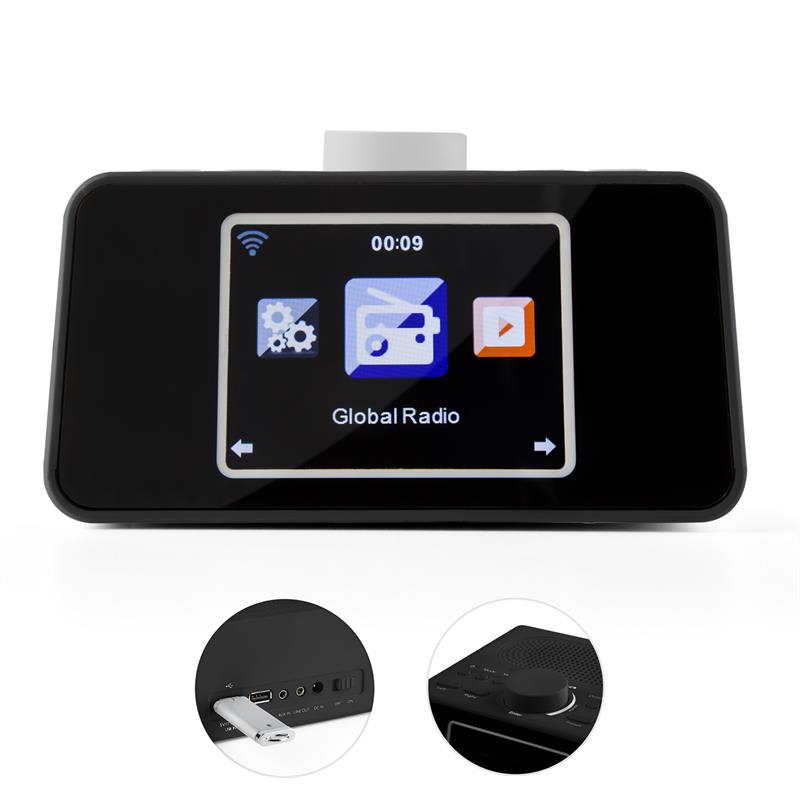 Auna i-snooze, čierne, internetové rádio, rádiobudík, WLAN, USB, 3,2" TFT farebný displej