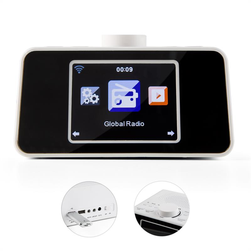Auna i-snooze, biele, internetové rádio, WLAN, USB, AUX, 3,2" TFT farebný displej – Obrázok 2