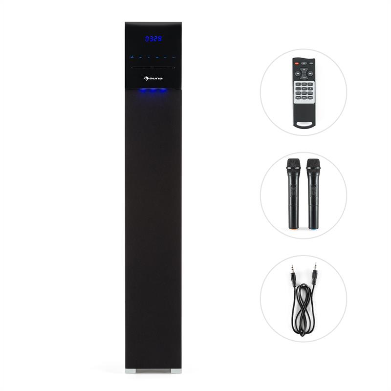 Auna Tallboy CD bluetooth reproduktor, karaoke zariadenie, CD SD USB, čierna farba