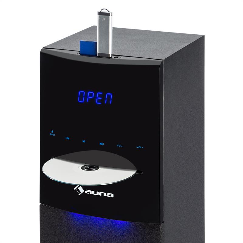 Auna Tallboy CD bluetooth reproduktor, karaoke zariadenie, CD SD USB, čierna farba – Obrázok 2