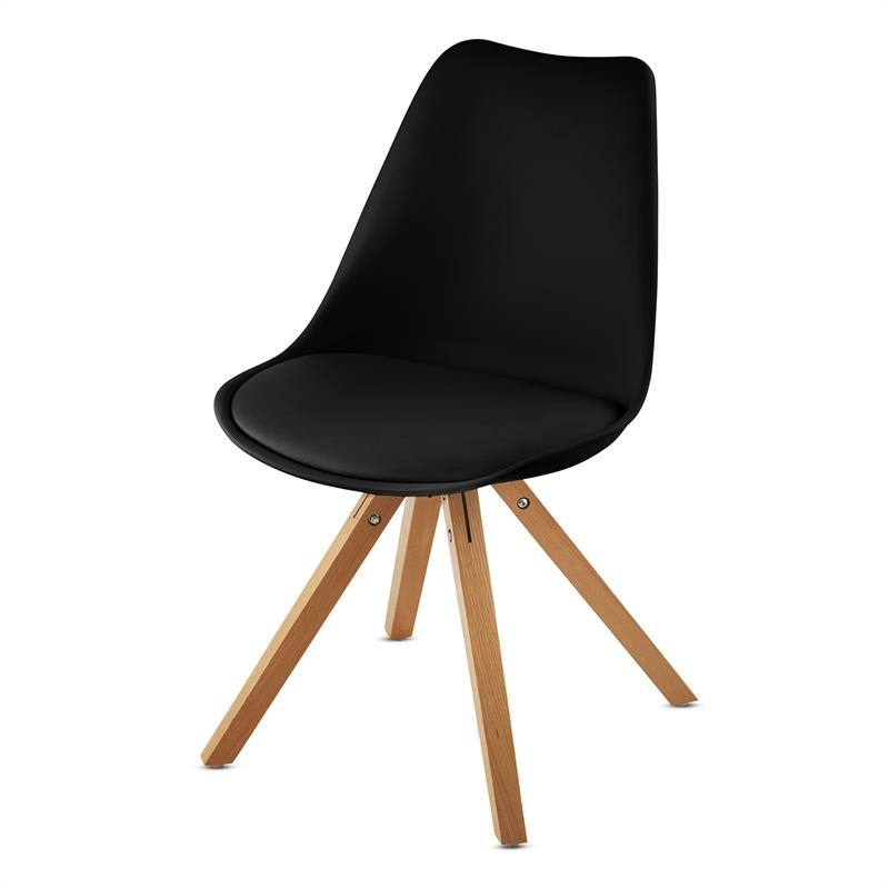 OneConcept Onassis, čierna, škrupinová stolička, sada 2 kusov, retro, čalúnená, brezové drevo – Obrázok 4