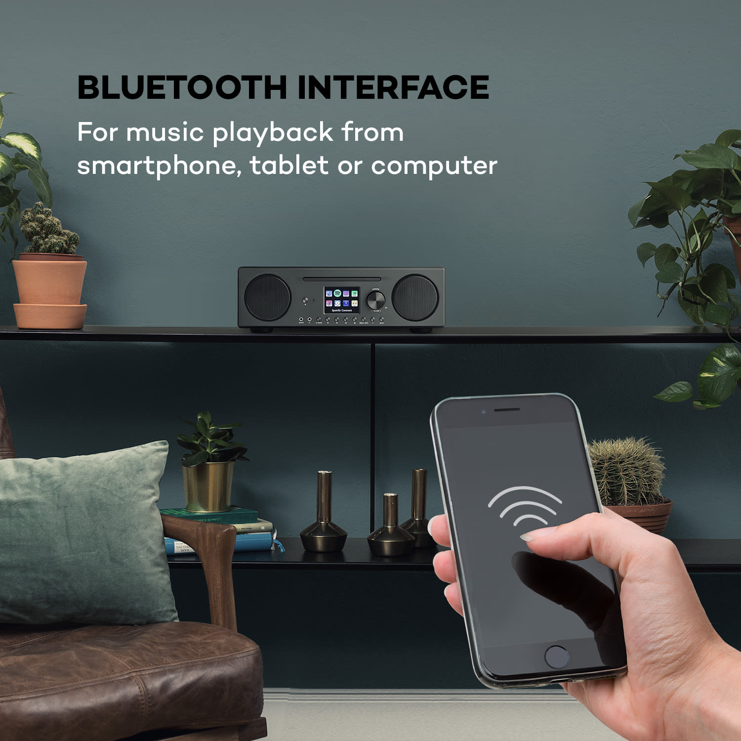 Auna Connect CD Internetradio Mediaplayer internetrádio Spotify Connect BT App Control, čierna farba – Obrázok 3