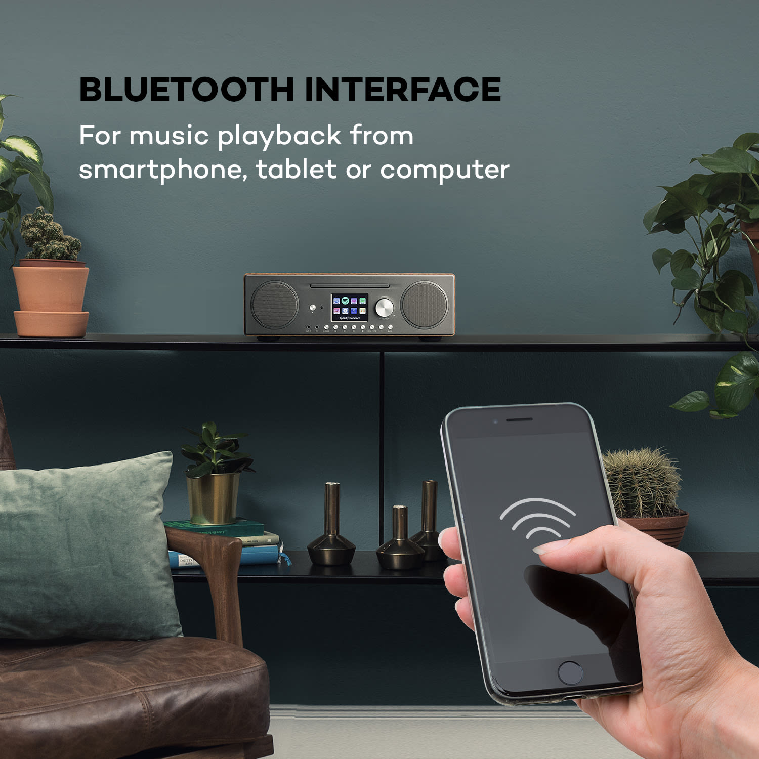 Auna Connect CD Internetradio Mediaplayer internetrádio Spotify Connect BT App Control, farba vlašského orecha – Obrázok 3