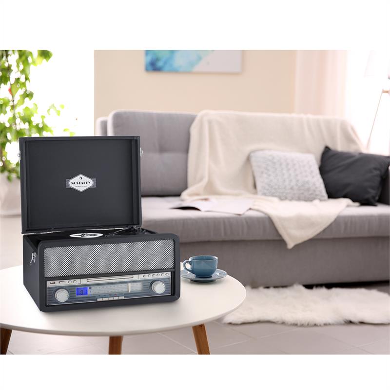 Auna Epoque 1907, retro audio systém, gramofón, kazety, bluetooth, USB, CD, AUX