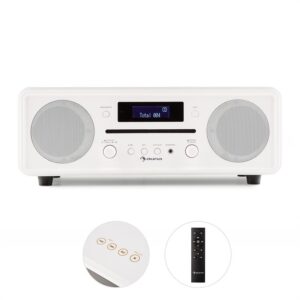 Auna Melodia CD, biele, DAB+/FM stolové rádio, CD prehrávač, bluetooth, alarm, opakované budenie