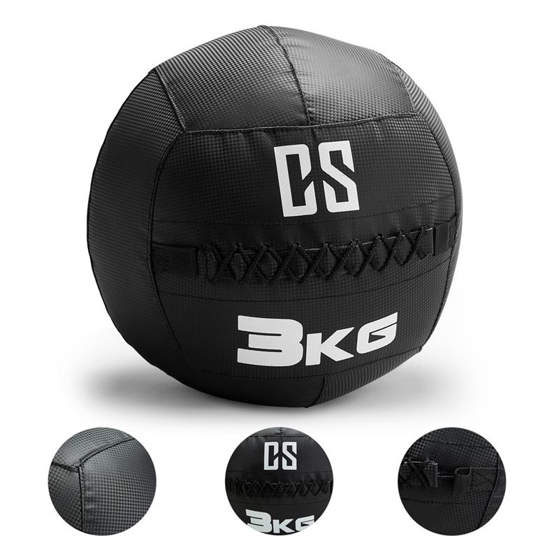 Capital Sports Bravor Wall Ball medicinbal PVC dvojité švy 3kg čierna farba – Obrázok 2