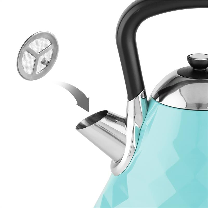 Klarstein Curacao Azur, azúrová, rýchlovarná kanvica, 2200 W, 1,7 l, ušľachtilá oceľ – Obrázok 2