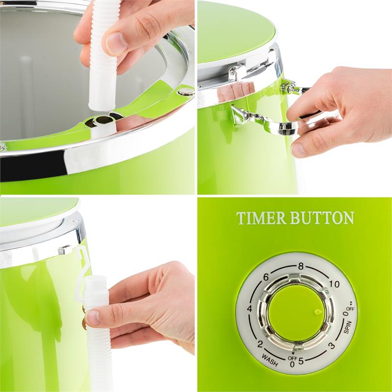 OneConcept Ecowash-Pico, zelená, mini práčka, funkcia žmýkania, 3,5 kg, 260 W – Obrázok 5
