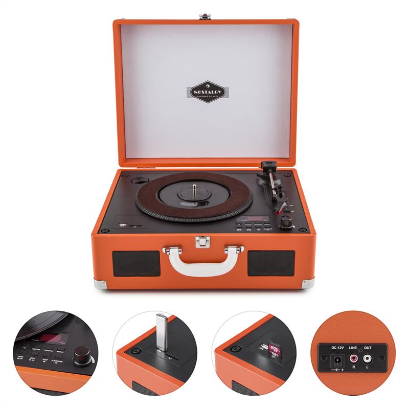 Auna Peggy Sue OR prenosný retro gramofón, CD USB SD, oranžová farba – Obrázok 3