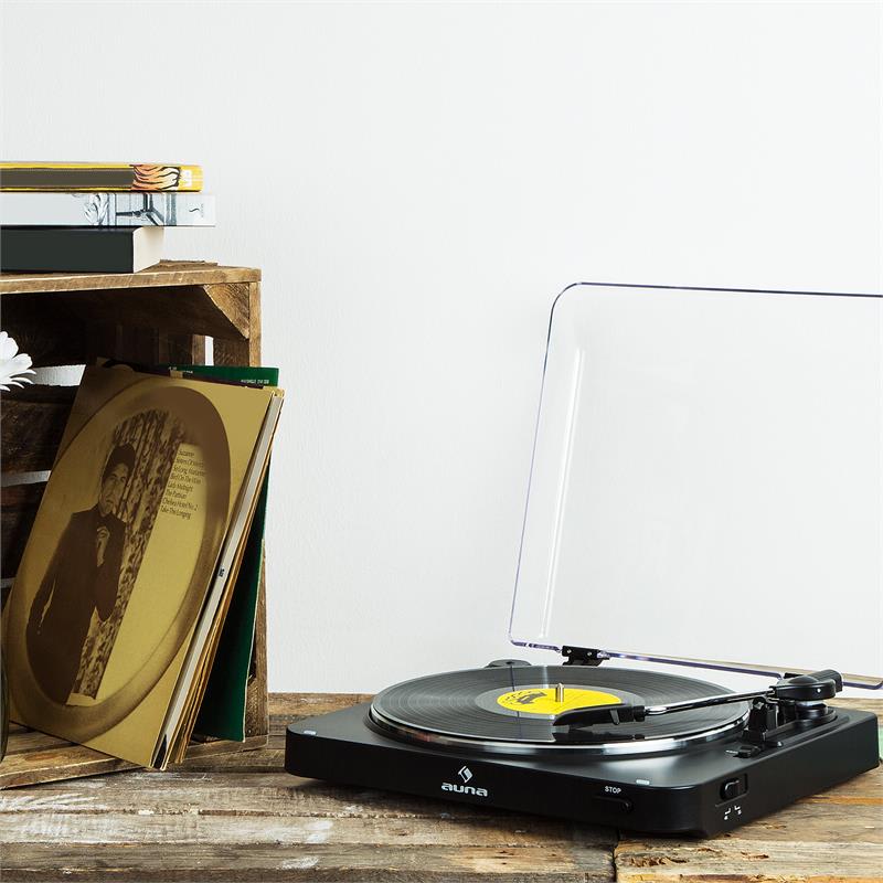 Auna TT-30 BT, čierny, gramofón, bluetooth vysielač, line-out, cinch USB adaptér