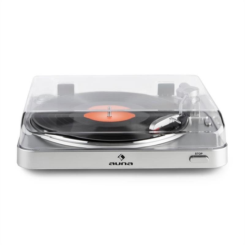 Auna TT-30 BT, strieborný, gramofón, bluetooth vysielač, line-out, cinch USB adaptér – Obrázok 2