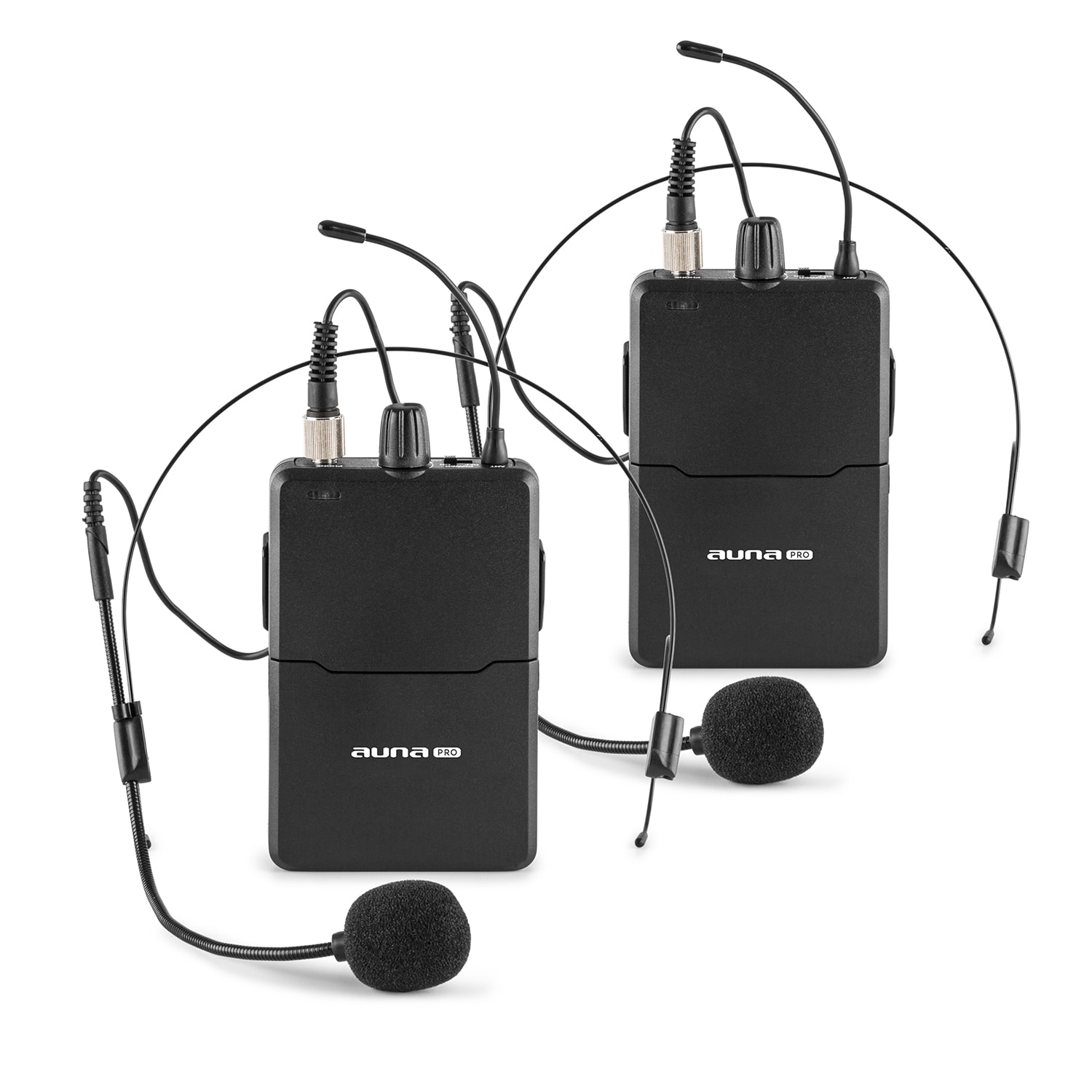Auna Pro VHF-4-H-HS, 4-kanálová VHF mikrofónová sada 2 x headset 2 x ručný mikrofón 50m – Obrázok 4