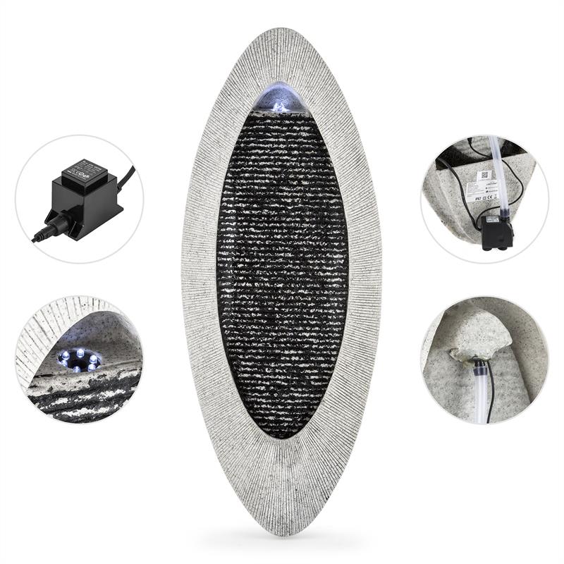 Blumfeldt Gavarnie, nástenná fontána, LED, 37.5 x 89.5 x 9 cm, oválna, 6 W pumpa, IP67 – Obrázok 2