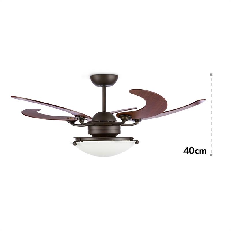 Klarstein Viola, stropný ventilátor, stropné svietidlo, rotor Ø 117 cm/46", 16000 m³/h, diaľkový ovládač, mliečne sklo, bronz – Obrázok 3