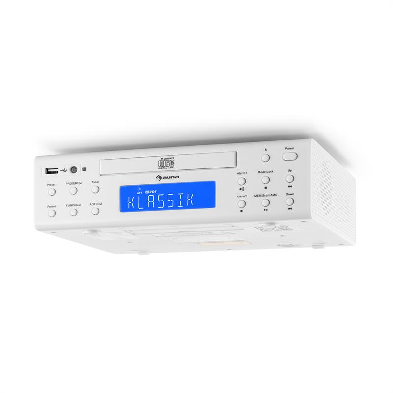 Auna KRCD-150, kuchynské rádio na zabudovanie, CD, USB, AUX, FM, RDS, alarm, diaľkový ovládač, biele – Obrázok 5