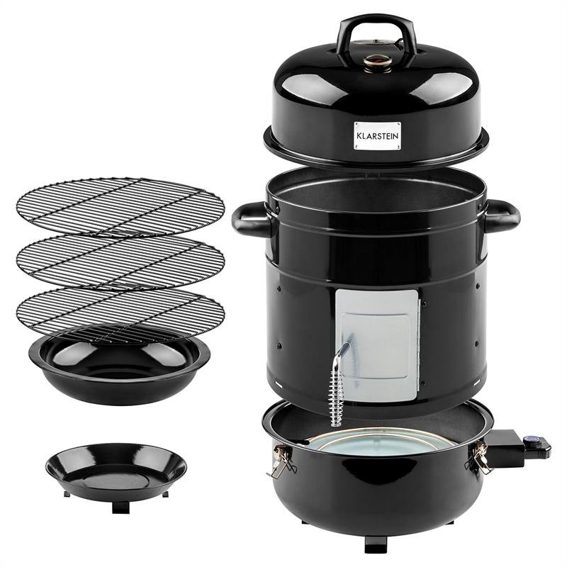 Klarstein Barney, 3 v 1 elektrický gril, BBQ, údenie, 1800 W, 3 x 40 cm, termometer – Obrázok 2